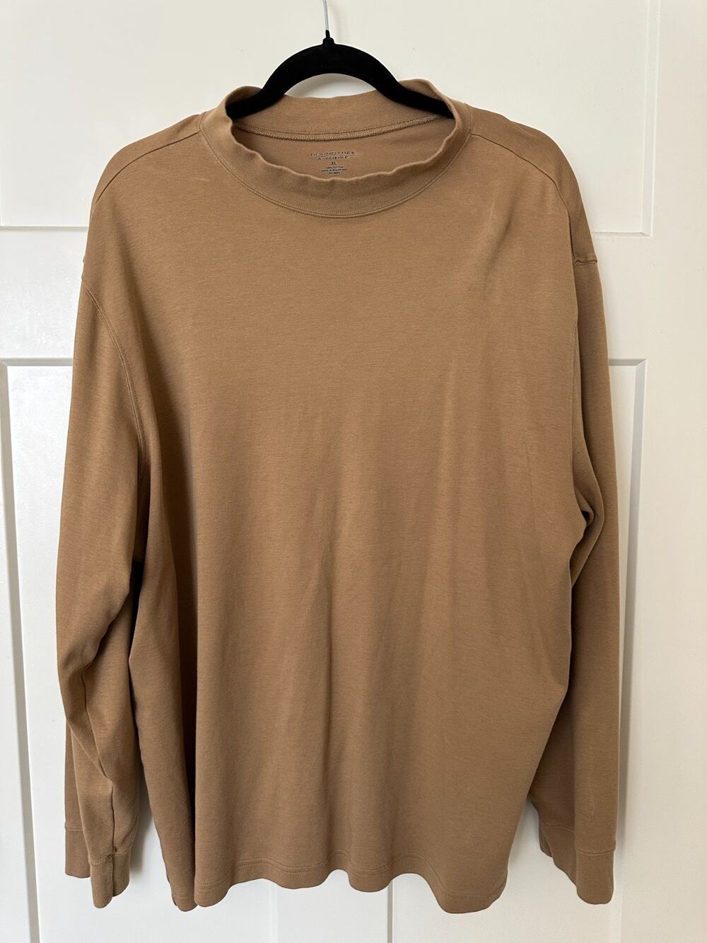 Roundtree & Yorke Men’s XL Brown Long Sleeve Mock Neck Shirt 100% Cotton